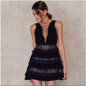 For Love & Lemons Lola Rose Sleeveless Dress Black Size M (NWT!) $248